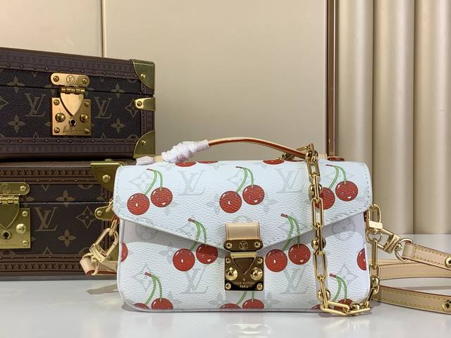 Top Original Pochette M Tis East West Messenger Handbag M14231 White Cherry From