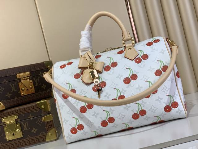 Top Original Speedy Soft 30 Handbag M14238 White Cherry Encounter The Individual