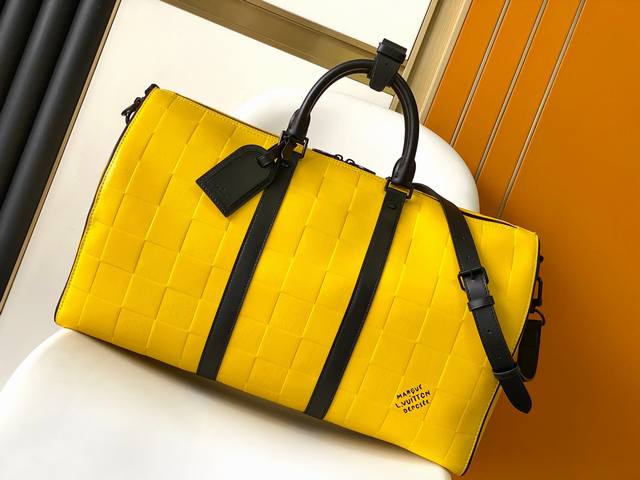 keepall Bandouli Re 50Cm Travel Bag M25019 Yellow Plaid Embossed Creative Dir