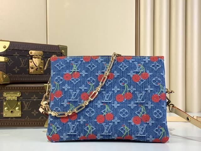 Top Original Replica Exclusive Real Shot M14978 Cherry Denim Chain Bag Series Co
