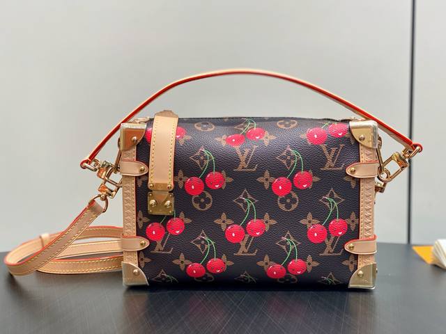 Factory Price P Top Original M14278 Side Trunk Medium Handbag With Cherry Old Fl