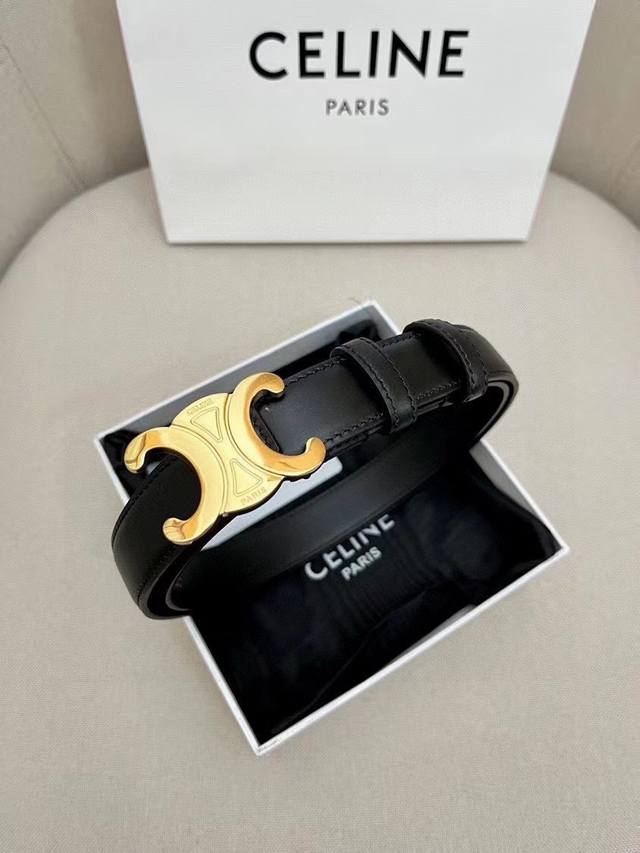 celine Celine Arc De Triomphe Logo Gold Buckle Trendy Belt To Show Off A Good