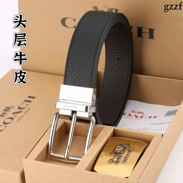 Guangzhou Original Factory P Straight Double Buckle-Coach 3.8Cm Width First Laye