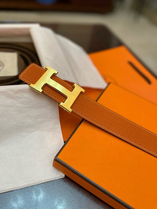 Original Quality Hermes Hermes Classic H Brushed Gold Palladium Buckle Imported
