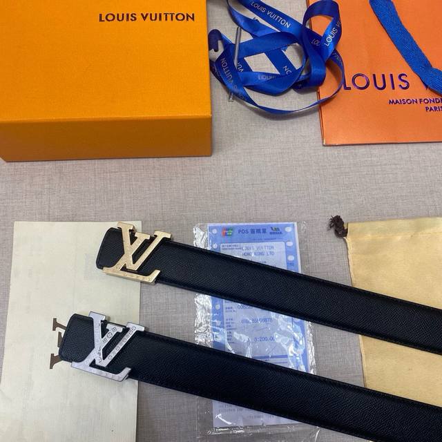 Brand Lv Louis Vuitton Grade Men's Belt. Customized Cowhide. Double-Sided Oil-Fr