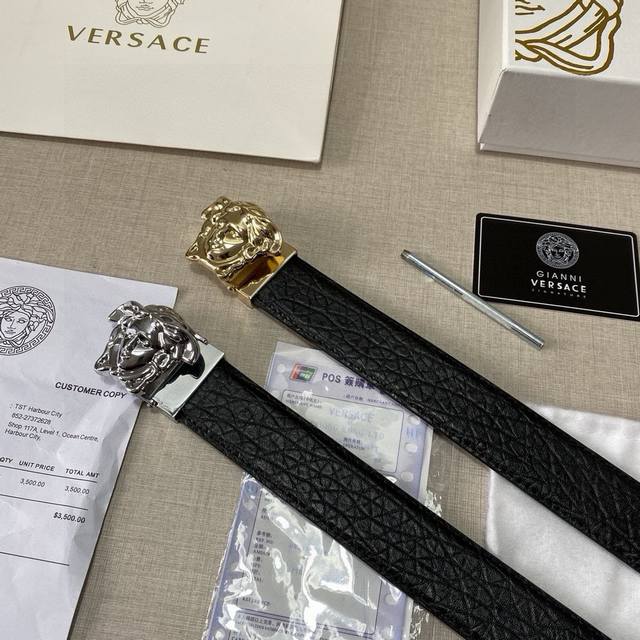 Brand Versace Grade Cow Leather New Model Width 3.5Cm. Oil Edge Call Car Brain L