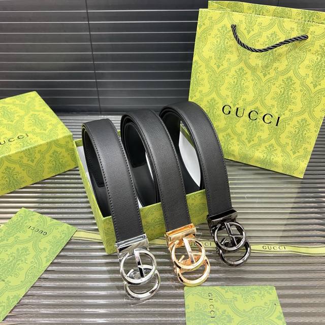 gucci Leather Belt Automatic Buckle Classic Men's Belt Fashion Must-Have High