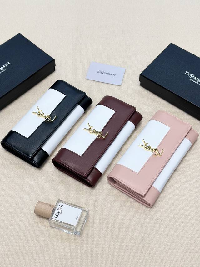 Color Black Pink Size 19X10 Saint Laurent Wallet Imported Calfskin Texture First