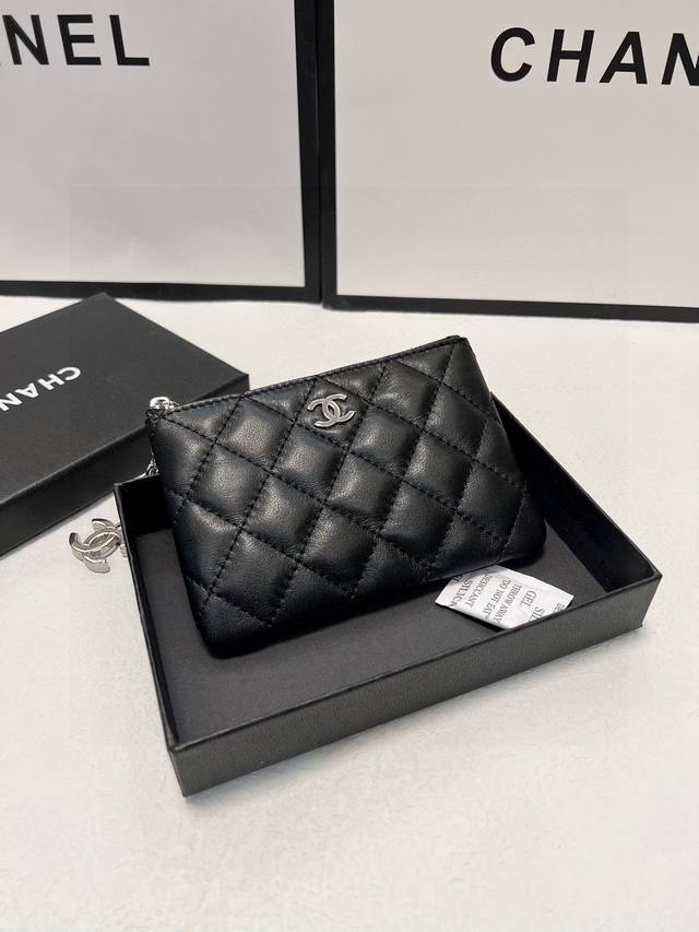 Color Black Size 14.5X9 Chanel Top Grade Lambskin Coin Purse Full Lambskin Insid