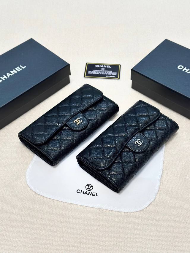Color Black Gold Black Silver Size 19X10 Chanel Popular Caviar Two-Fold Wallet C