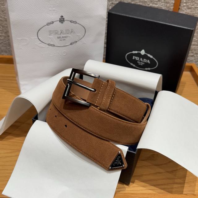 Prada Men's Suede Belt This Suede Leather Belt Is Simple Yet Sophisticated With