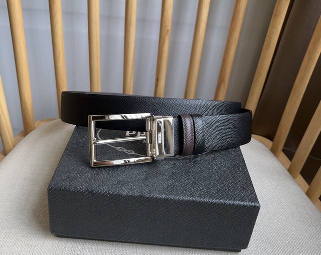 prada Prada Counter Same Style Men's One Leather Dual-Use Pin Buckle Belt Bod