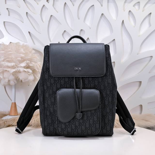 dior-Dior's Latest Saddle Backpack, Original Quality Black Cloth With Leather