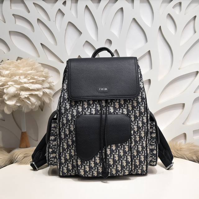 dior-Dior's Latest Saddle Backpack, Original Quality Blue Cloth With Leather