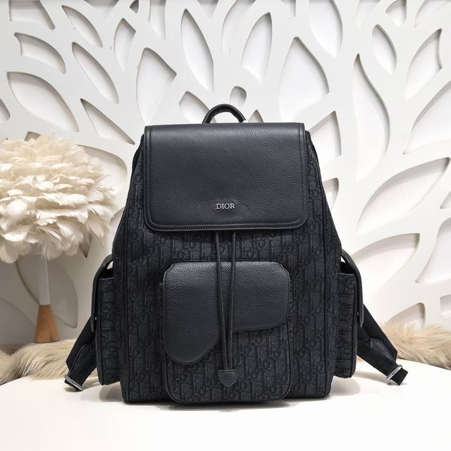 dior-Dior's Latest Saddle Backpack, Original Quality Black Cloth With Leather