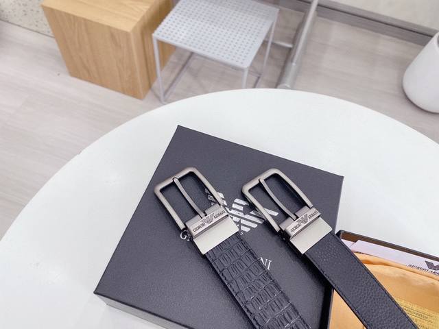 Armani Pin Buckle The Brand Logo Is A Deformation Of An Eagle Looking To The Rig