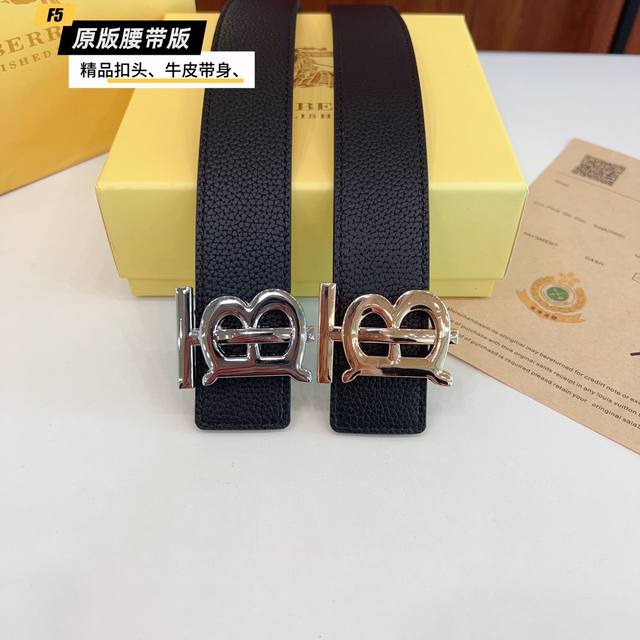 Original Quality Perforated Brand Babao B Men's Color Black Buckle Gold And Silv