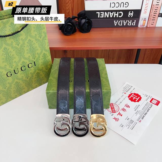 gucc Gucci G Slide Original New Product. The Belt Body Is Made Of Double-Side