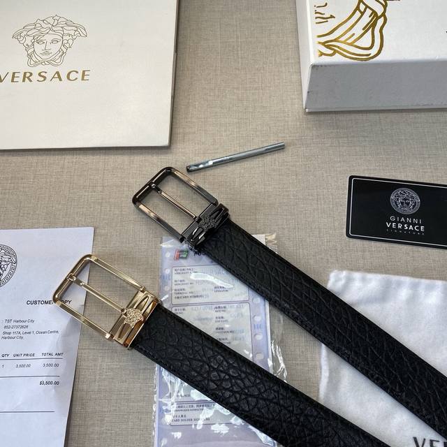 Brand Versace Grade Cow Leather New Model Width 3.5Cm. Oil Edge Call Car Brain L