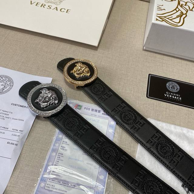 Brand Versace Grade Cow Leather New Model Width 3.8Cm. Oil Edge Call Car Brain L