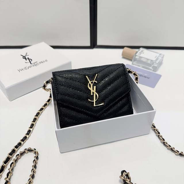Color Black Size 12X10 Yves Saint Laurent Caviar Leather Multifunctional Small B