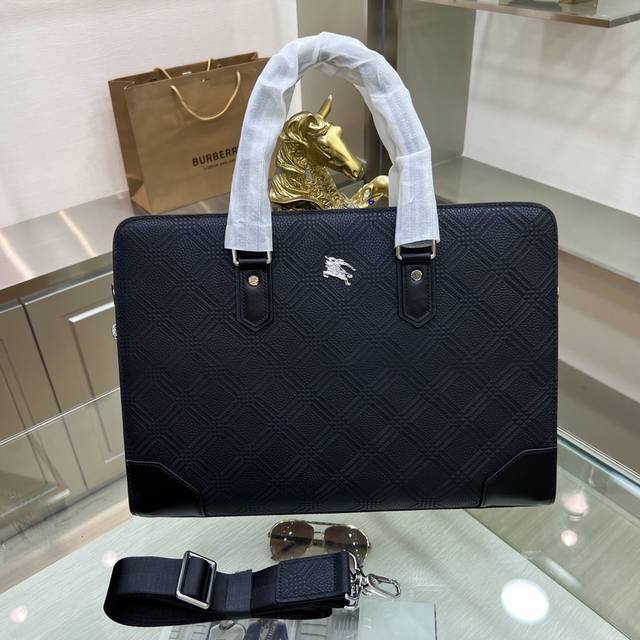 burberry Burberry Men's Briefcase Is Made Of Checked Cowhide To Create A Slim
