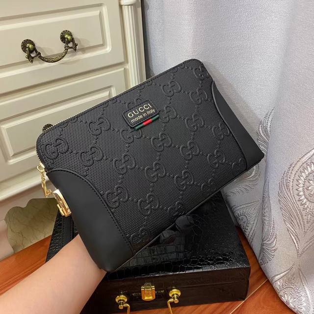 New Men's Clutch Model 33046-2 Black High-End Quality Fabric Made Of Imported Sc