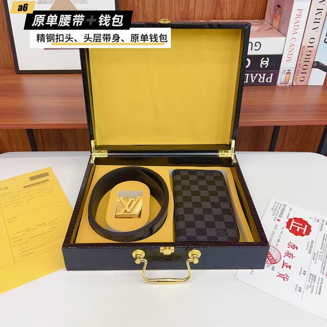 The Latest Exclusive Belt Wallet 2-Piece Set Louis L's Belt Uses Original Leathe