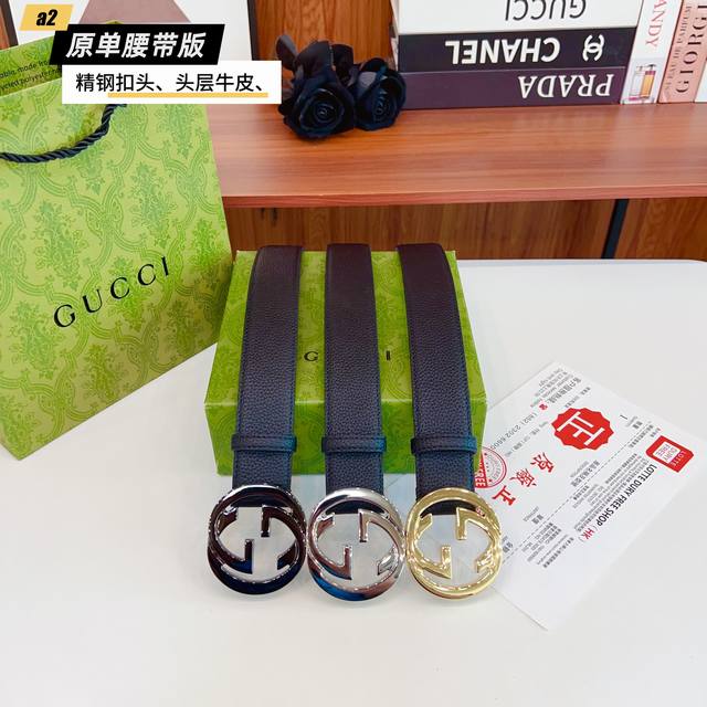 gucc Original New Product From Gucci G. The Belt Is Made Of Double-Sided Ital