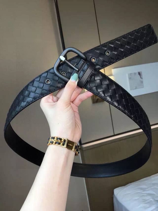 Double-Sided Imported Calfskin 3.8Cm Wide Black Bv Available At Bottega Veneta C