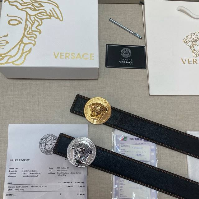 Brand Versace Grade Cow Leather New Model Width 3.8Cm. Oil Edge Call Car Brain L