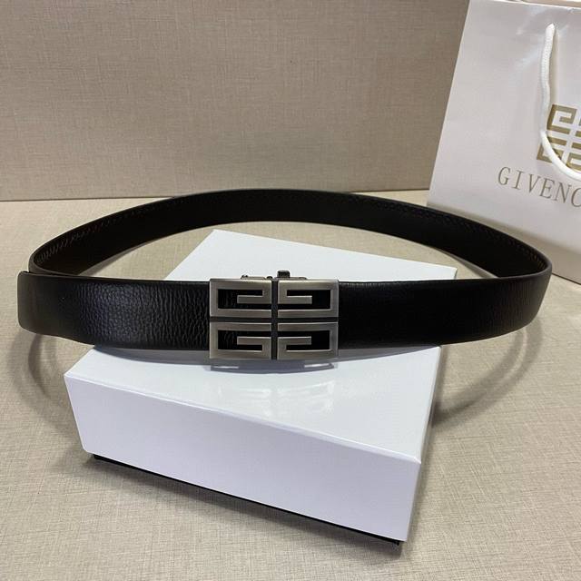 Givenchy Men's Belt Double-Sided First Layer Brown Cowhide With Retro Vintage Bu