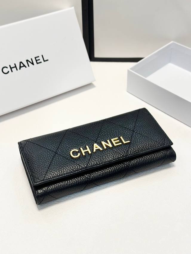 Color Black Size 19X10 Chanel Popular Cowhide Bi-Fold Wallet Classic Style Fine