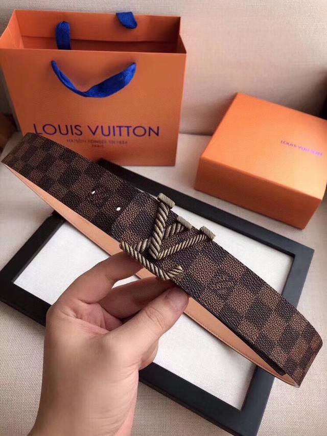 Louis Vuitton Lv Initiales Original Imported Old Flower Belt With Leather Lining