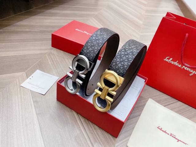 Salvatore Ferragamo High-End Custom-Made Men's Belt With A Length Of 3.5 Cm. Dou