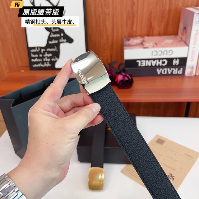Original Quality Perforated Brand Coach C Men's Color Black Buckle Gold And Silv