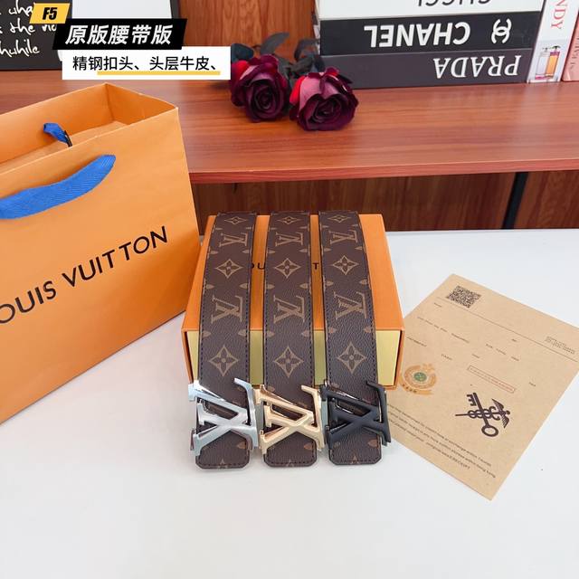 Original Quality Perforated Brand Louis L Men's Color Brown Buckle Gold, Silver