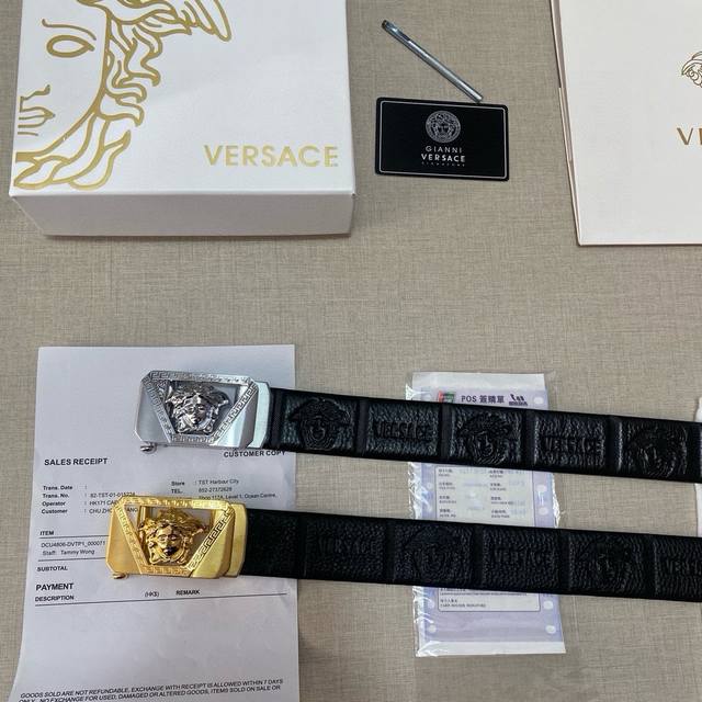 Brand Versace Grade Cow Leather New Model Width 3.5Cm. Oil Edge Call Car Brain L
