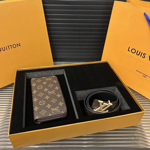 louisvuitton Louis Vuitton 2-In-1 Belt Zipper Wallet Men's Boutique All-Match