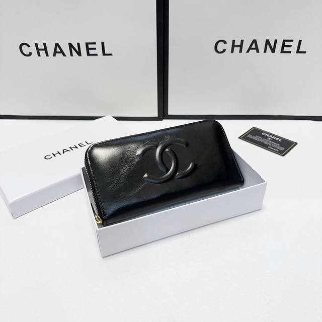 Color Black Size 19X10 Chanel Hot-Selling Waxed Cowhide Single Zipper Wallet Cla