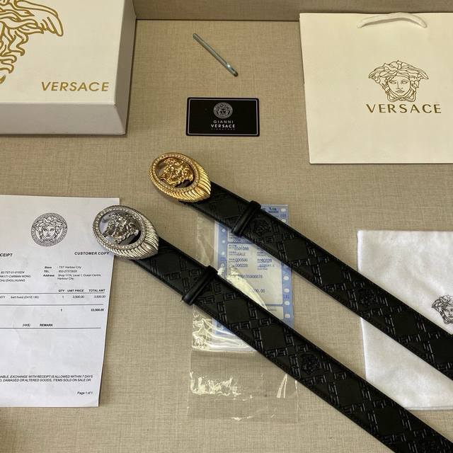 Brand Versace Grade Custom Cowhide New Model With 3.8Cm Width. Oil Edge Exquisit