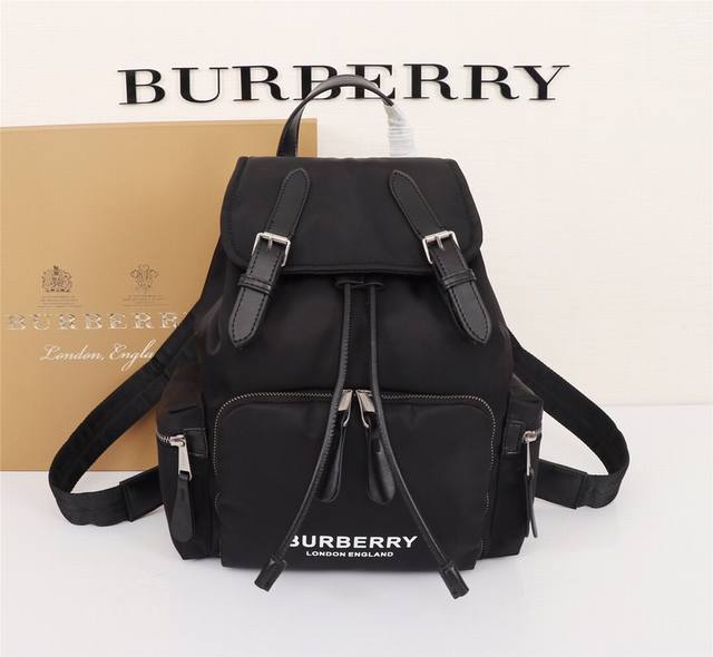 b New Medium Micro-Logo Backpack Backpack Classic Leather Trim Military Backp