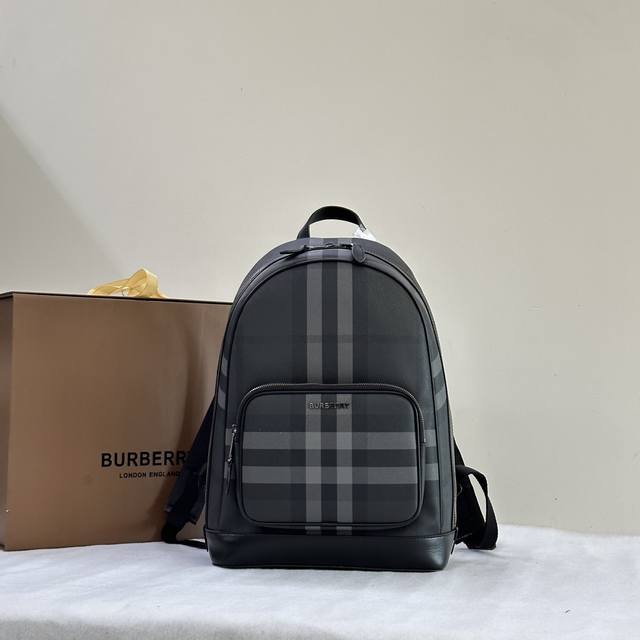 Original B Bag Rocco Charcoal Grey Backpack. Exquisitely Decorated With Burberry