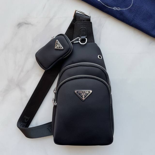 Prada's Latest Style Men's Chest Bag Original Quality Imported Nylon Cloth Mater
