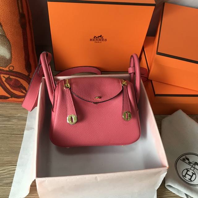 Top-Grain Cowhide With Gift Box Fully Matched Mini Lindy 19Cm Imported Togo Cowh
