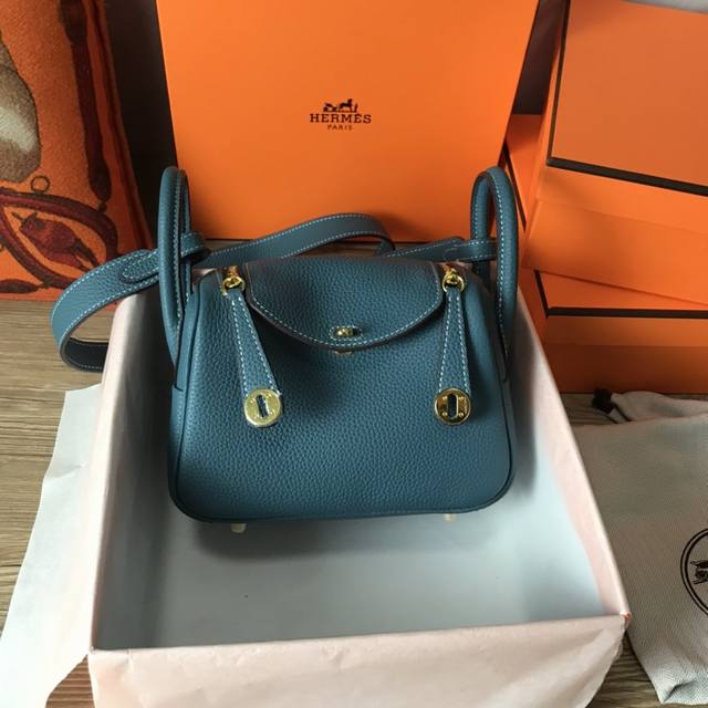 Top-Grain Cowhide With Gift Box Fully Matched Mini Lindy 19Cm Imported Togo Cowh