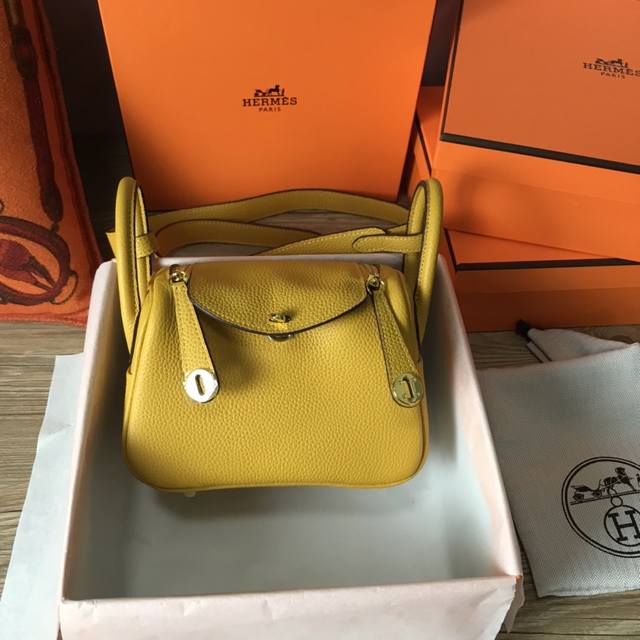 Top-Grain Cowhide With Gift Box Fully Matched Mini Lindy 19Cm Imported Togo Cowh