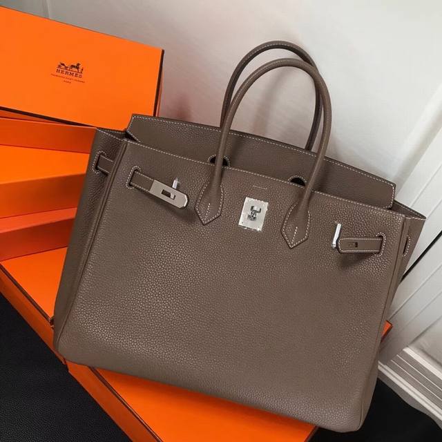 Top-Grain Cowhide 3 Sizes - - Herm-Birkin Silver Buckle Leather Upgraded Importe