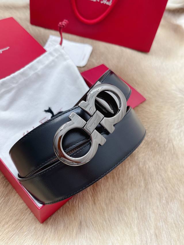 Ferragamo Men's Belt Boutique Buckle Top Layer Cowhide All Real Photos Business
