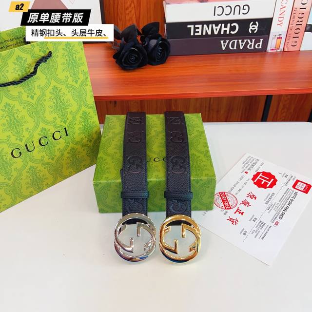 gucc Original New Product From Gucci G. The Belt Is Made Of Double-Sided Ital